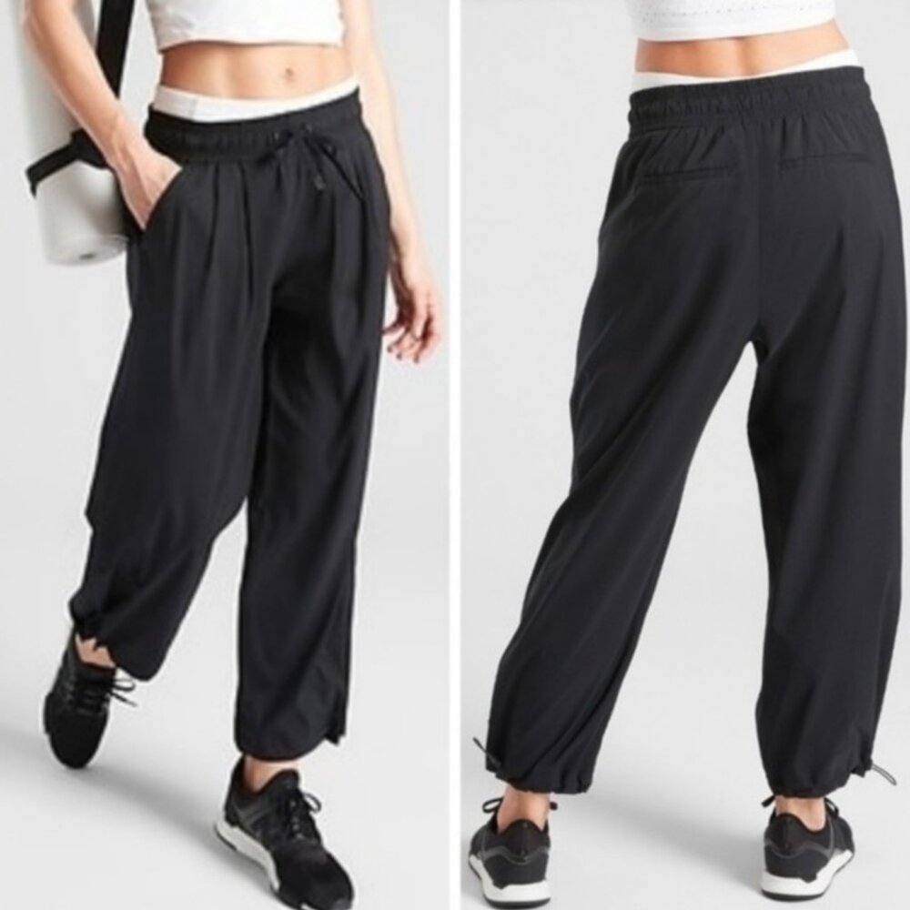 EUC Women's ATHLETA Revive Ankle Wide Leg Pant‎ Black #446636 | Size 8P